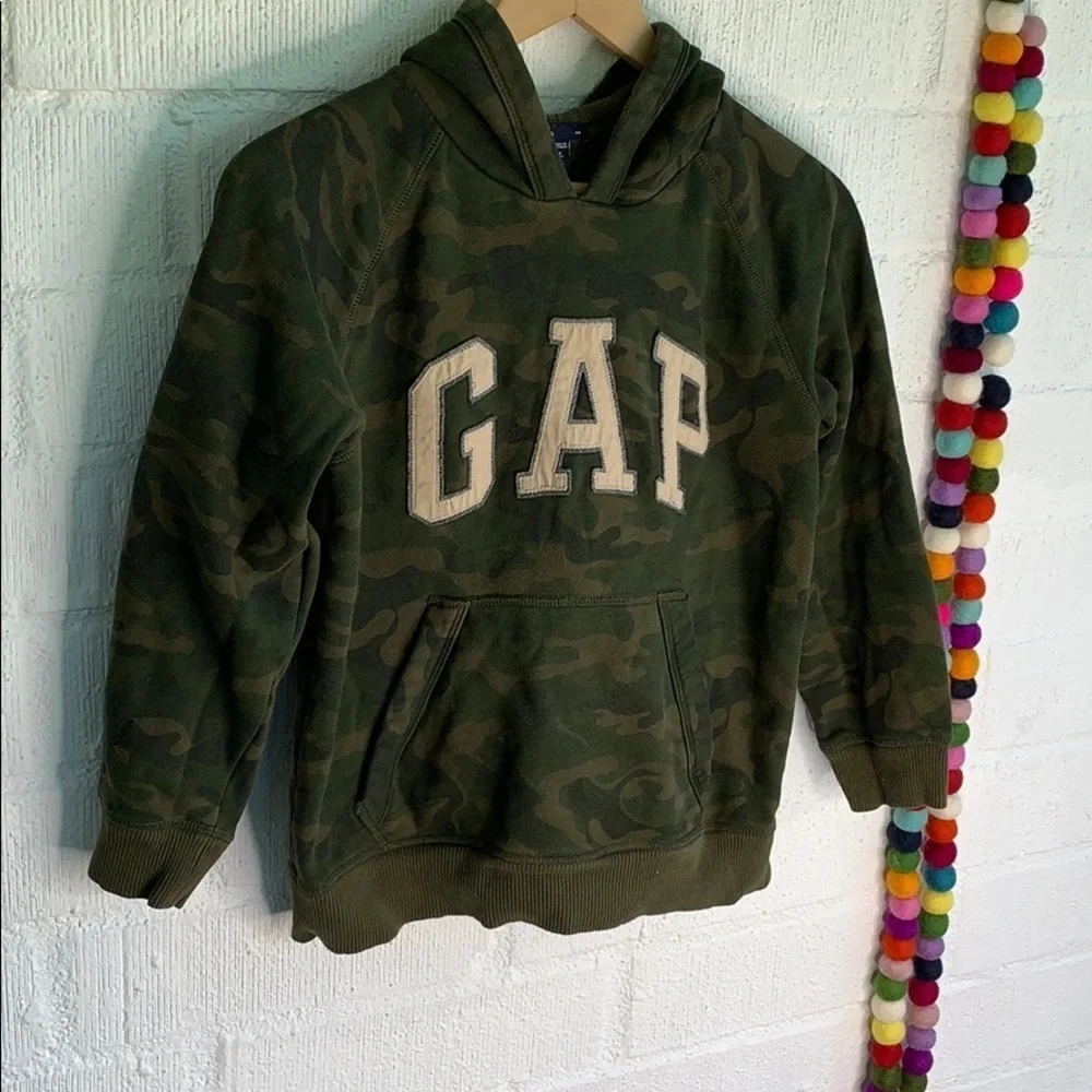 Gap Camouflage Kids Logo Sweatshirt Hoodie sz M